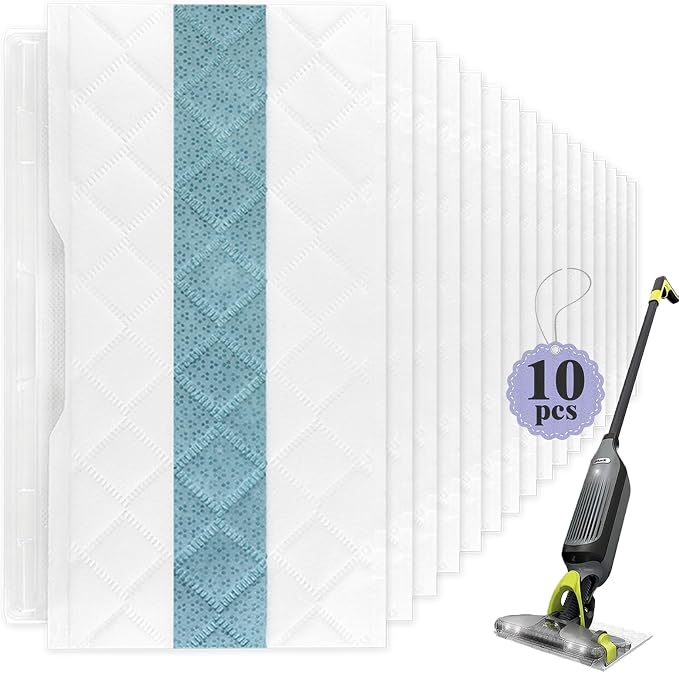 Disposable Hard Floor Mop Replacement Pads – Compatible with Shark VACMOP VM252, VM250, VM190, VC205, QM250 for All Hard Floors 10 Pack