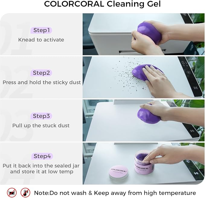 ColorCoral Cleaning Gel for Car Universal Gel Cleaner Auto Detailing Car Vent Keyboard Cleaning Putty Car Interior Cleaner Dashboard Dust Remover Putty Auto Duster Cleaning Kit 160G - Purple | Universal Cleaning gel for Car Interior electronic Detailin...