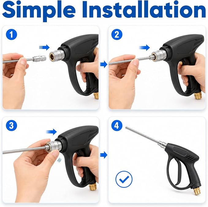 High Pressure Washer Nozzle Kit For Washing, Stainless Steel Flush Wand Extension Spray Tips, Quick-Connect For Ac Coil, Washing Machine, Water Heater And Appliance Cleaning