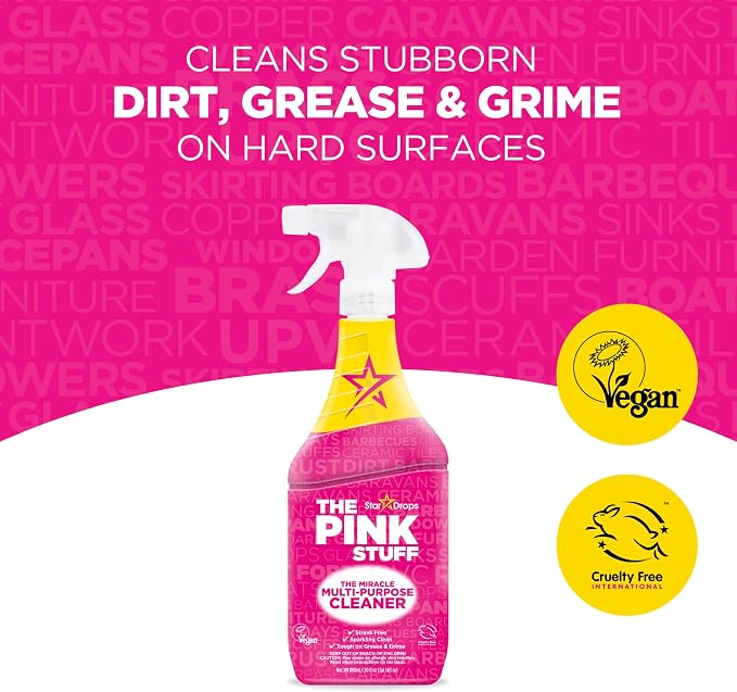 The Pink Stuff Miracle Multi-Purpose Cleaner Spray, 30 fl oz | Now 20% More, All-Purpose Cleaning Solution, For Kitchens, Bathrooms, Floors & More, Cuts Through Grease & Grime, Powerful