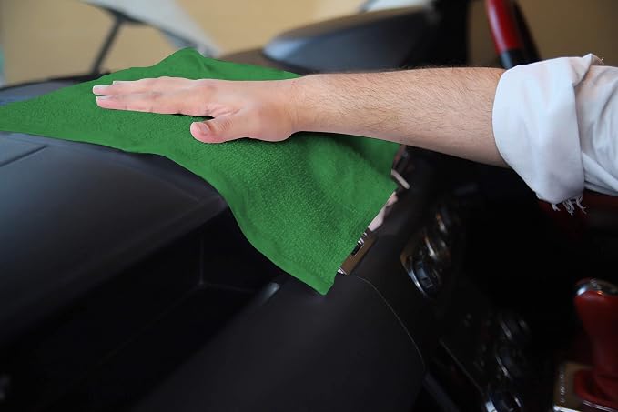 Avalon Towels Bar Towels (Pack of 60) Size 14x17 Inches – 100% Cotton, Absorbent and Reusable Cleaning Rags, Multipurpose Cleaning Towels, Terry Cloth Rags, Durable Shop Rags (Green)
