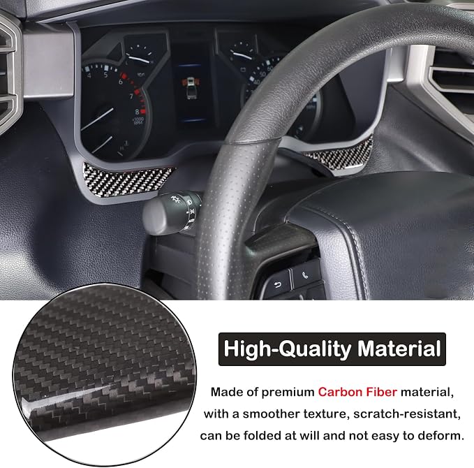 Aunginsy Car Center Control Dashboard Decorative Stickers Compatible with Toyota Tundra/Sequoia 2022-2024 Real Carbon Fiber Center Console Dashboard Panel Protection Cover Trim Stickers Accessories