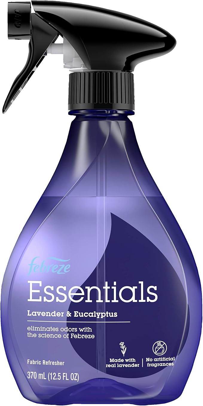 Febreze Fabric Spray, Fabric Refresher Essentials, Odor Eliminator for Strong Odor, Includes Lavender & Eucalyptus Essential Oil, Vetiver & Vanilla Essential Oil, 12.5 Oz (Pack of 3)