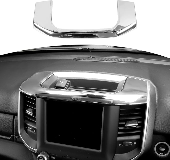 for RAM Center Dashboard Storage Bin Trim Cover Fit for RAM 2018-Present Chrome Interior Accessories