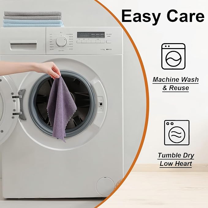 80 Pack Microfiber Cleaning Cloth Roll,Lint Free Rags & Tear Away Reusable Towels Washable Scratch,Ultra Absorbent Dish Rags(12" x 12") for Car Kitchen Home Garage-Dark Purple
