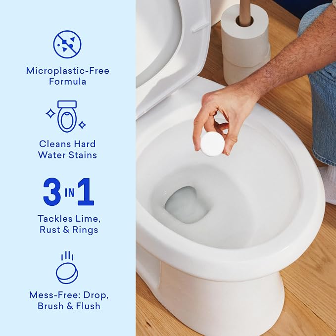 BLUELAND Toilet Bowl Cleaner Tablets, 14 Count (Pack of 1), Peppermint Eucalyptus, Plastic-Free, No Harsh Chemicals, Plant-Based, Septic-Safe, Removes Lime, Rust, Hard Water and Toilet Ring Stains