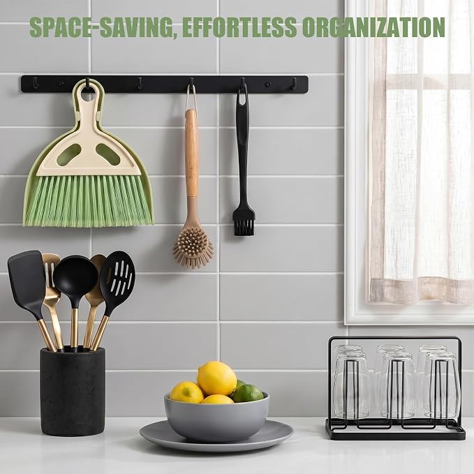 6 Pcs Small Dustpan and Brush Set, Portable Compact Mini Broom and Dust Pan | Nesting Tiny Cleaning Broom with Handle, Whisk Hand Broom and Dustpan Set for Classroom, Countertop, Keyboard, Car & Pet Nest
