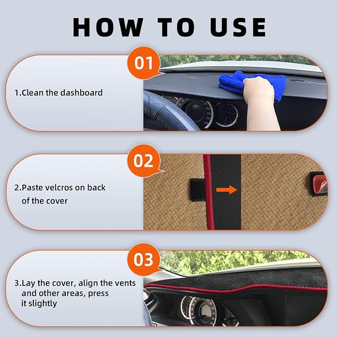 Dashboard Cover Dash Mat Fit for Fo-rd Explorer 2019-2011 (Without HUD Models), Car Dash Board Mat Anti-Glare Carpet, Non-Slip Pad Sunshield Protector (Red Border Banding)