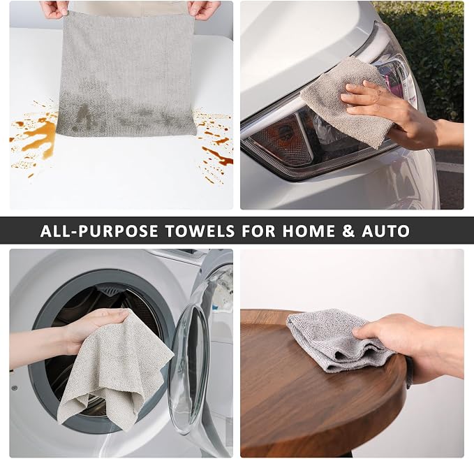 YoulerTex Reusable Cleaning Cloths Microfiber Towel: 50 Pack Washable Tear Away Cleaning Towels Roll - 12× 12 Absorbent Rags Drying Dishcloths for Kitchen House Car (20, White Cup Pattern)