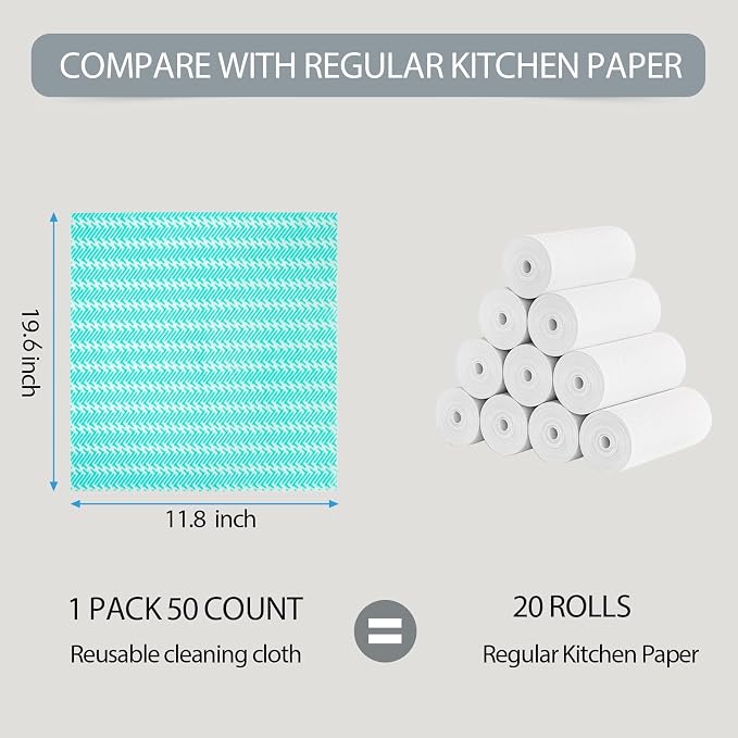 Disposable Dish Cloths,Multi use Reusable Cleaning Cloth,Machine Washable J Cloth,Heavy Duty Handy Cleaning Wipes 11.8" X 19.6" (Green 150 Count)