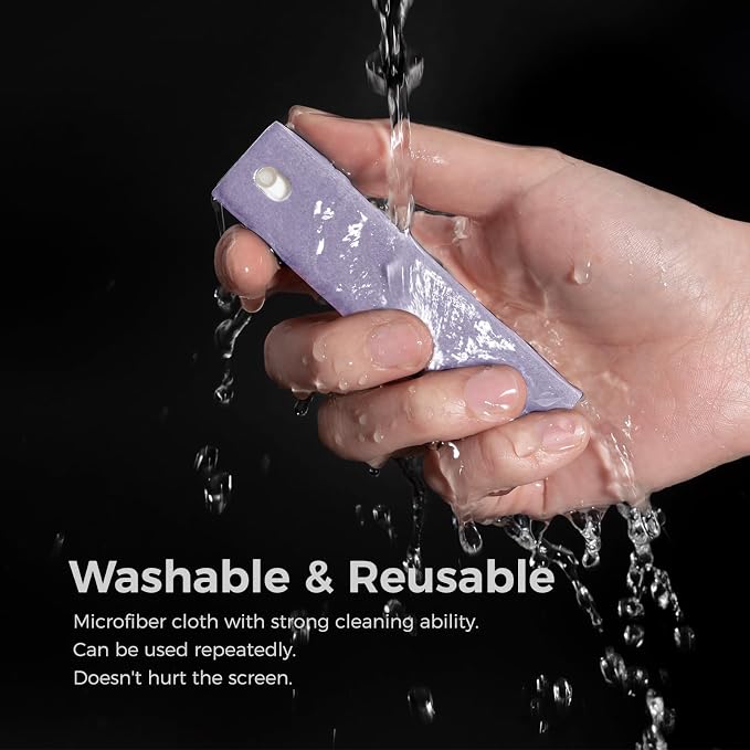 CLICK CLEAN Screen Cleaner Spray with Phone Stand Case & Microfiber | 2-in-1 Cleaner & Phone Stand, Streak-Free Cleaning, Gentle Formula, For Phone Laptop Tablet Screens, Purple, 0.5oz