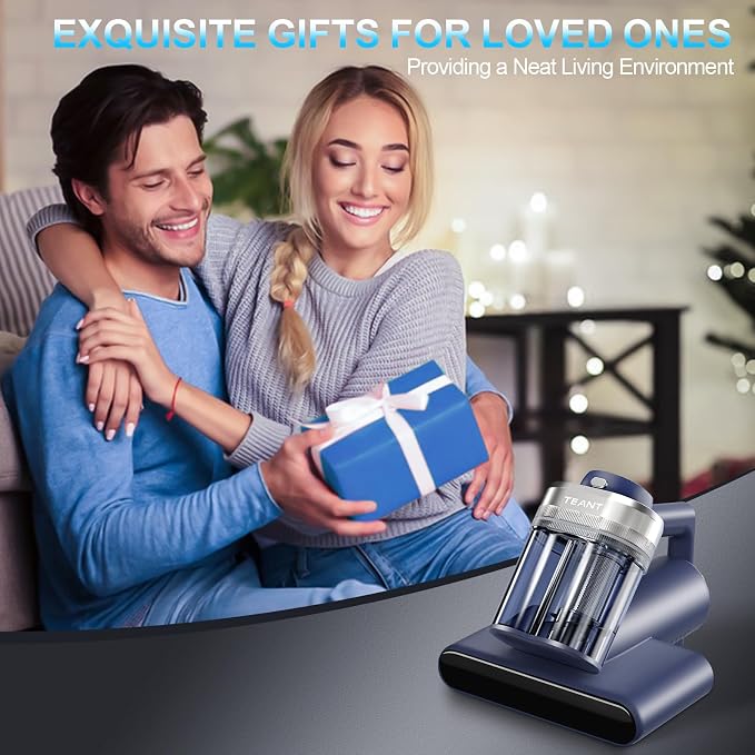 Teant Mattress Bed Vacuum Cleaner, 16 kPa Suction & 253.7nm UV-C, MV-Blue | 2-Speed Mattress Vacuum with 33000 RPM Tapping, UV-C, Ultrasonic, 149℉ Heat, Anion, HEPA, Deep Clean for Bed and Pet Hair