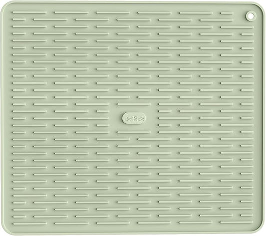 ME.FAN Silicone Dish Drying Mat for Kitchen Counter, Dish Drying Pad for Sink, Refrigerator or Drawer, Countertop Protection Pad L - 18''×16'' - Desert Sage