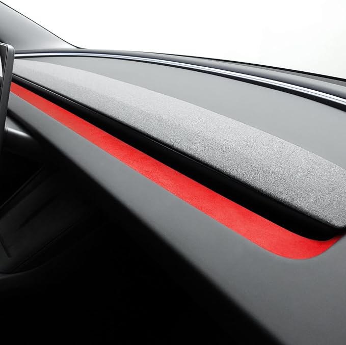 Betterhumz Car Dashboard Panel Trim for Tesla Model 3 M3 Highland 2026 2025 | Center Console Front Air Condition Vent Cover Sticker Moulding Tuning Accessories (for alcantara Red)