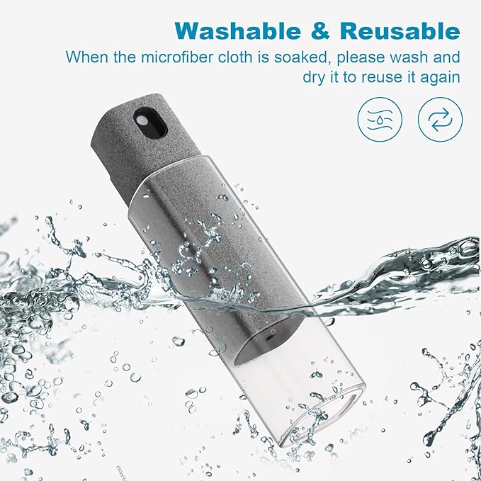 4 Pack Screen Cleaner 3-in-1 Touchscreen Mist Cleaner Spray and Microfiber Cloth Built-in Cleaning Solution Portable Reusable Fingerprint-Proof Spray Bottle for Phone Laptop iPad TV Monitor Car Screen