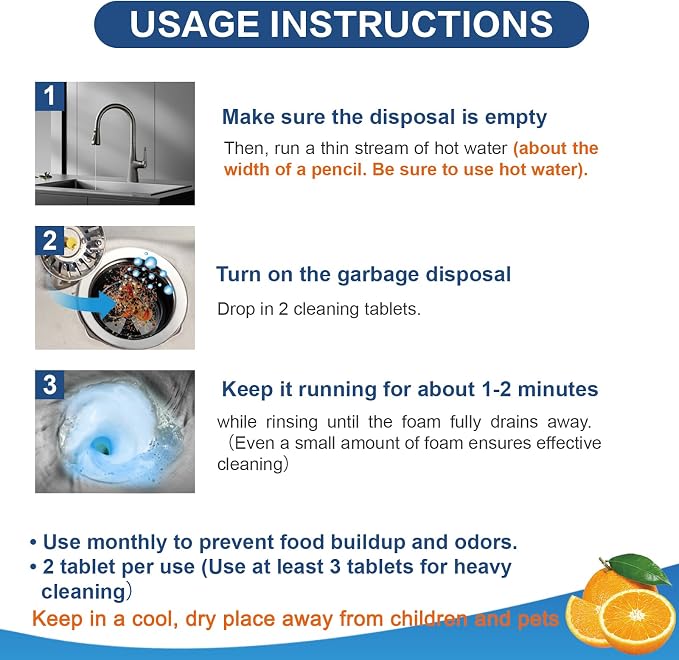 Treeroot 30 Pack Garbage Disposal Cleaner Tablets, Deodorizer, Foaming Sink Cleaner, Fresh Foaming Tablets for Garbage Disposal, Clean Kitchen Sink and Eliminate Odors, 1 Year Supply