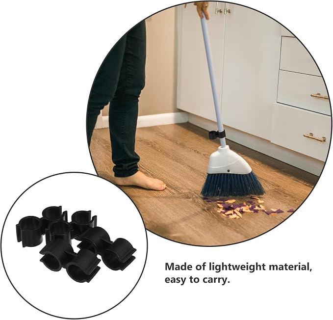 PRETYZOOM Double Pipe Clamp Dustpan Broom Connector Clip for 0.7-0.8 Inch Diameter Brooms and Dustpans Easy Installation Space Saving Cleaning Tool Organizer