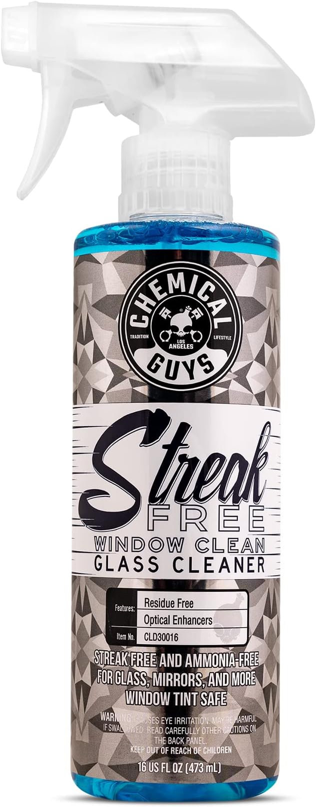 Chemical Guys, Streak-Free Glass & Window Cleaner for Tinted Windows, 16 oz | Ammonia-free and safe on tint, clears fingerprints, smoke film and road grime from glass, mirrors and screens