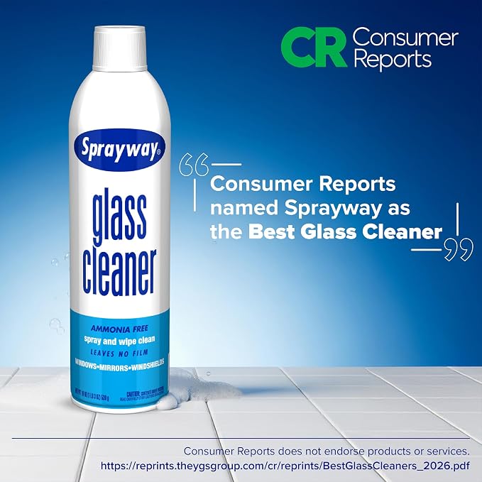 Sprayway Glass Cleaner with Foaming Spray for a Streak-Free Shine for Home and Automotive Use, 19 oz., Pack of 12