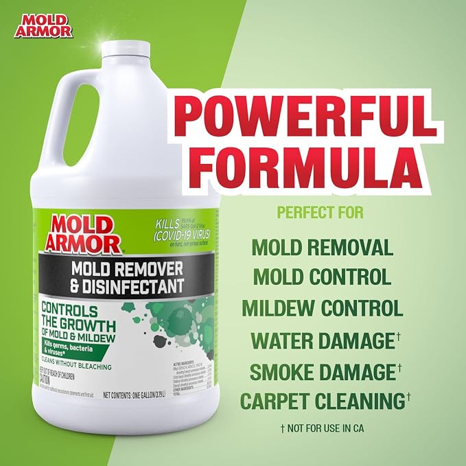 Mold Armor Mold Preventer, Disinfectant and Flood Cleanup, 1 gal., Control & Prevent the Growth of Mold and Mildew, Cleans without Bleaching, Ready to Use