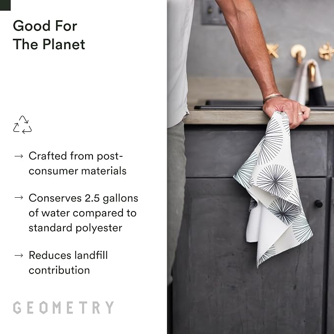 GEOMETRY Kitchen Tea Towels - Quick Dry Microfiber Dish Towels for Kitchen All Lined Up, 18" x 30" 1 Pack