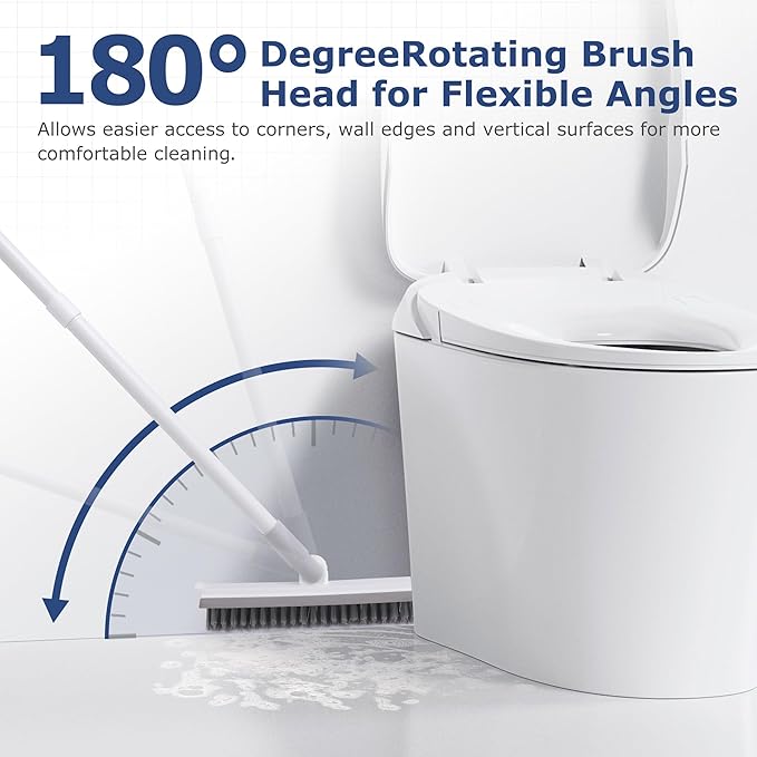 IVYROLL Grout Brush with Long Handle, Floor Cleaning Scrubber with Stiff Bristles for Tile Line, Shower, Crevice, Bathroom, Kitchen and Hard-to-Reach Corners