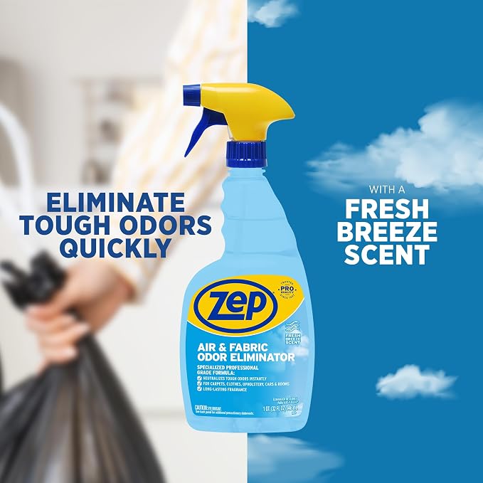 Zep Air and Fabric Odor Eliminator and Freshener - 32 oz (Pack of 12) ZUAIR32 - Neutralizes Tough Unwanted Odors on Contact. Refresh Your Home, Office and Business