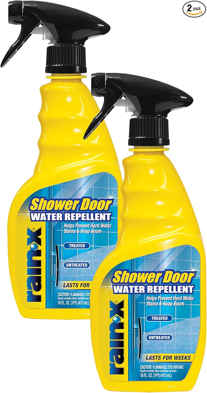 Rain-X 630542 Shower Door Water Repellent, Protects Glass Shower & Doors From Soap Residue And Hard Water Stains Leaving Your Bathroom Beautiful (Pack of 2)