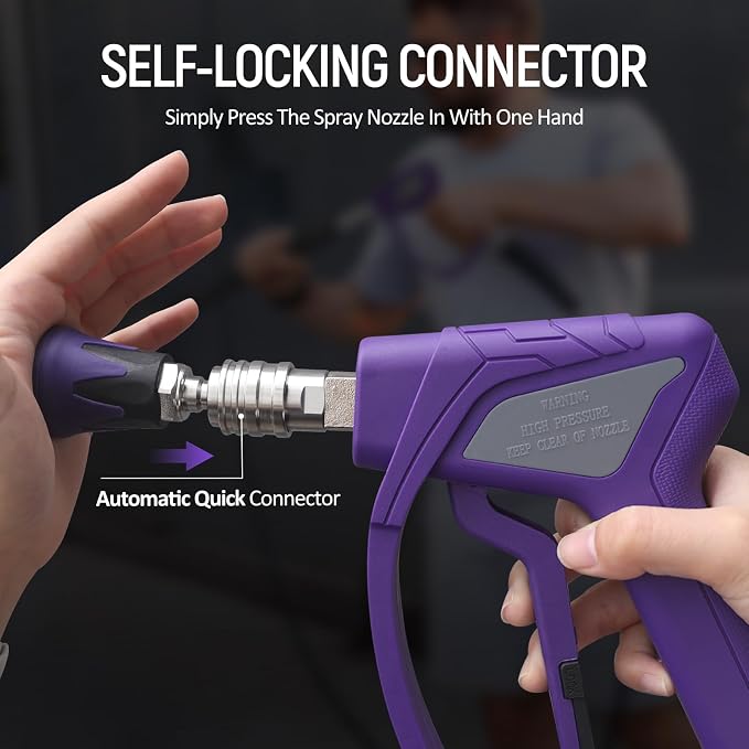 Short Pressure Washer Gun with 3/8" Swivel, 4080PSI | Short Pressure Washer Swivel Gun Pro,with 25° Soft Pressure Washer Nozzle, M22-15mm & 3/8 Adapter for Car Washing