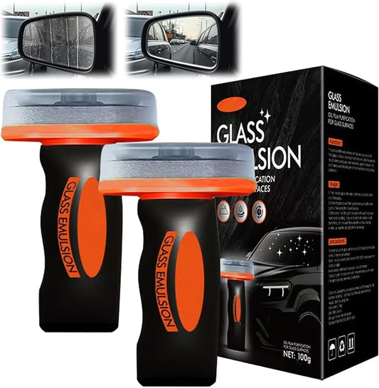2PCS Glass Oil Film Remover, Roll-On Glass Compound with Cleaning Board, Glass Emulsion Cleaner, Car Oil Film Cleaner, Universal Oil Film Remover for Car Windshields and Windows 100ml
