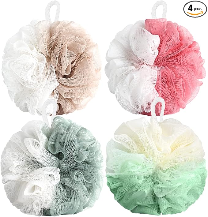 Fu Store Loofah Sponge Shower Loofahs 50g Bath Sponges Mesh Balls 4 Colors for Body Scrubber Exfoliator Wash Back Scrubbers Bathroom Men Women Cleaning Bathing Accessories