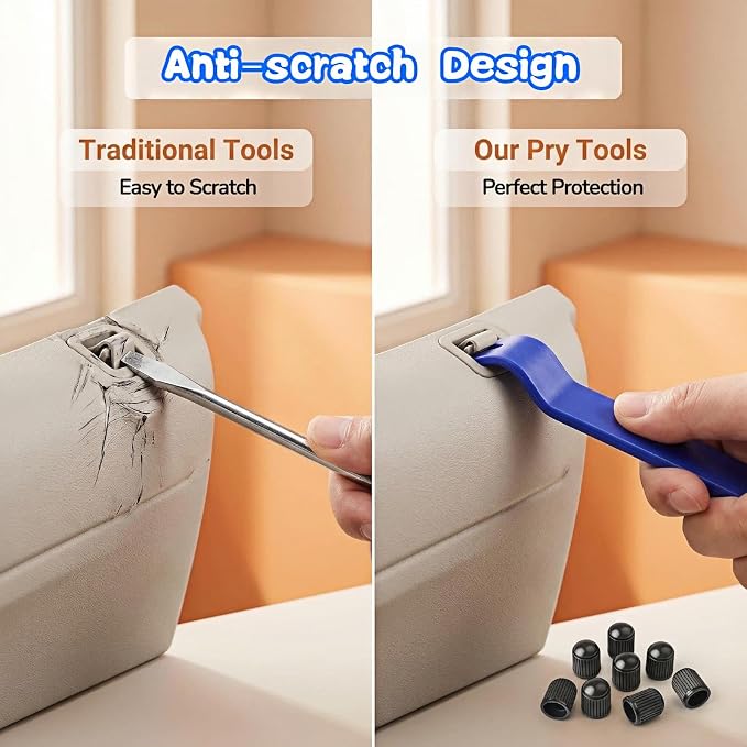 5PCS Auto Trim Removal Tool Kit, No Scratch Plastic Pry Tools for Car Dashboard Radio Audio Installer, Interior Door Clip Fastener Remover Set, Blue