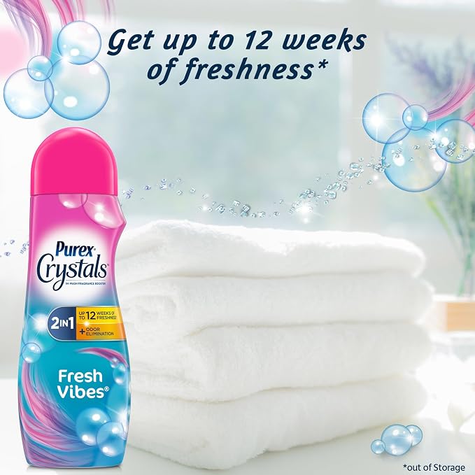 Purex Crystals In-Wash Fragrance and Scent Booster, Fresh Vibes, 21 Ounce, 4 Count (Pack of 2)