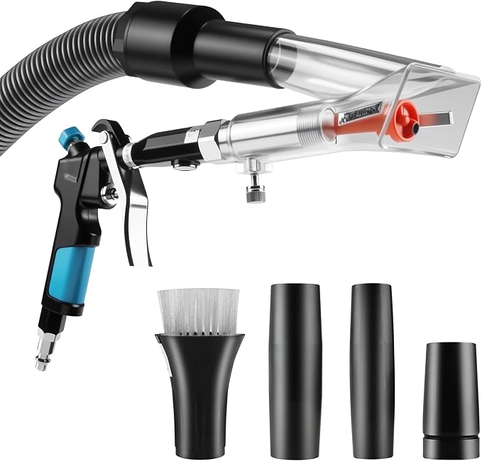 2in1 Car Cleaning Gun Detailing Dry Air Blow Gun & Vacunm Gun for Car | Multi-Purpose Vortex Air Cleaning Tool Detachable Sprinkler Head for Quickly Blasts Dirt from Surface with Air Compressor