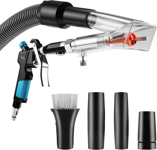 2in1 Car Cleaning Gun Detailing Dry Air Blow Gun & Vacunm Gun for Car | Multi-Purpose Vortex Air Cleaning Tool Detachable Sprinkler Head for Quickly Blasts Dirt from Surface with Air Compressor