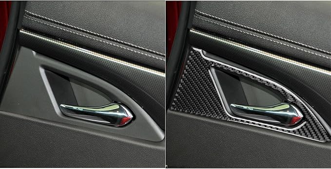 Real Carbon Fiber Trim for Cadillac CTS Accessories | for 2008 2009 2010 2011 2012 2013 Door Handle Decoration Panel Sticker Interior Thick Overlay Decal