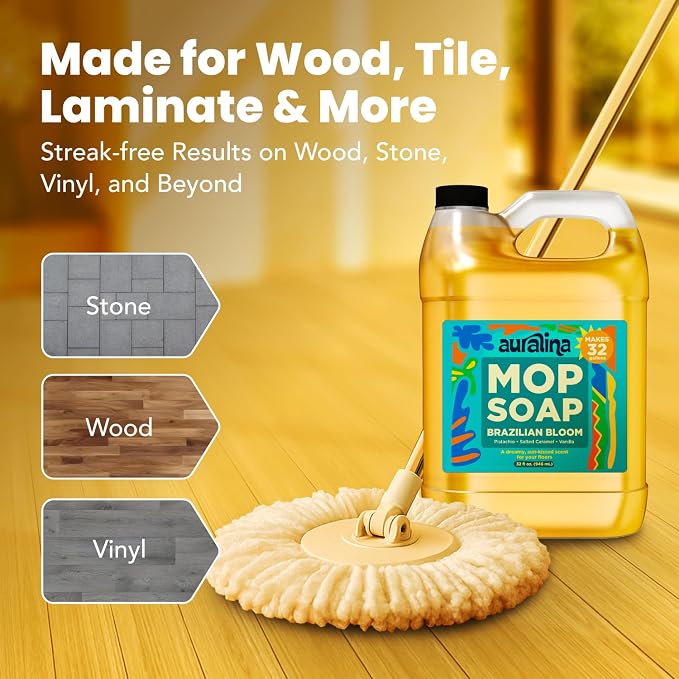 Mop Soap - Brazilian Waves Concentrated Floor Cleaner | Highly scented, concentrated formula. No residue, pet safe. Ideal for hardwood, tile & laminate. 32oz makes 50+ mop fills.