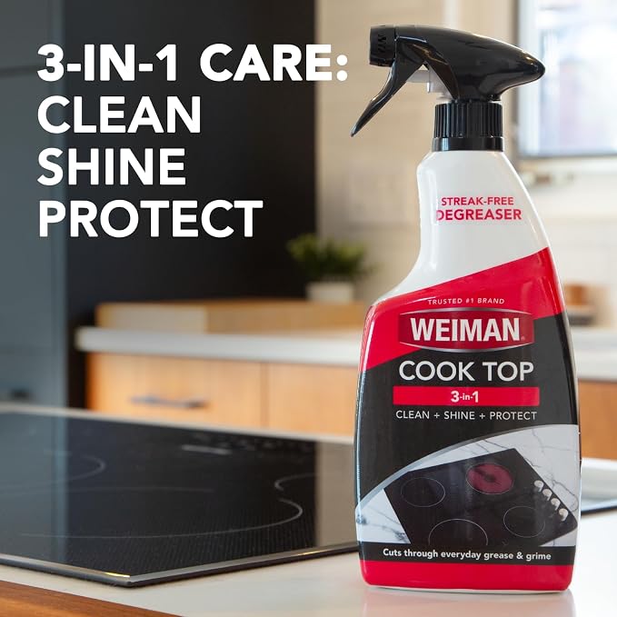 Weiman Daily Cooktop Cleaner with Microfiber Cloth Included for Glass Ceramic and Induction Cook Tops, 22oz (Pack of 2)