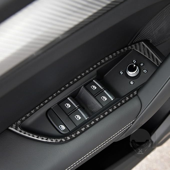 Real Carbon Fiber Trim for Audi 80A Q5 Accessories | for SQ5 2018-2025 Dash Door Sides Window Lift Switch Button Panel Frame Cover Sticker Interior Thick Overlay Decal