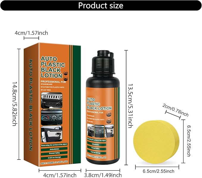 Car Interior Exterior Refresher Spray, 100ml Auto Care Polish, Revitalizes Surfaces Prevents Fading for Vehicle Dashboard Leather Trim