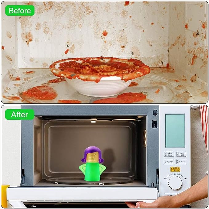 Angry Mama Microwave Oven Stem Cleaner 2 Pcs Mom Steam Cleaner Just Add Vinegar and Water Fog Vapor Steamer Cleaning Equipment Easily Cleans the Crud in Minutes for Kitchen Home or Office(Green)