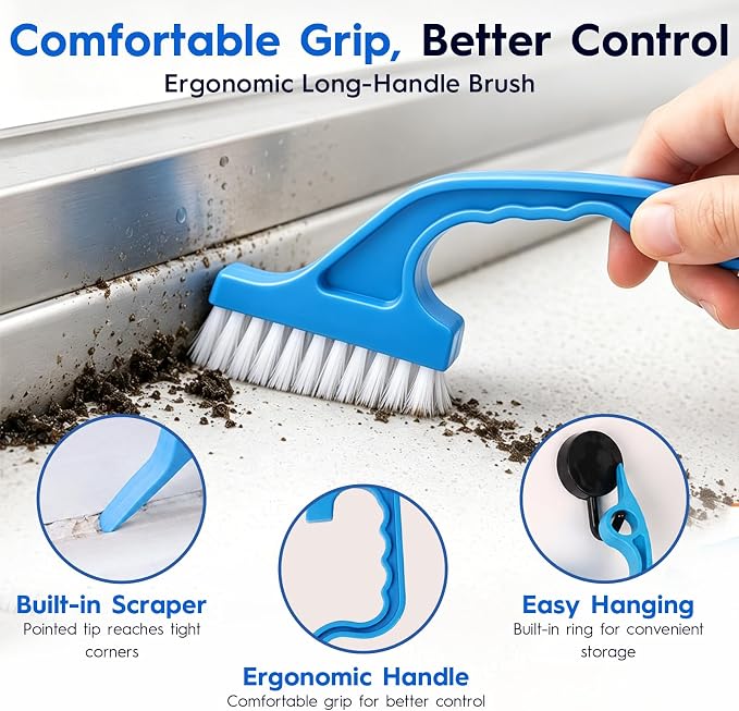 Window Track Cleaning Tools, 15 Pcs Sill Cleaner Brush for Window/Door Tracks, Sliding Doors, Tile Lines, AC Vents & Keyboards