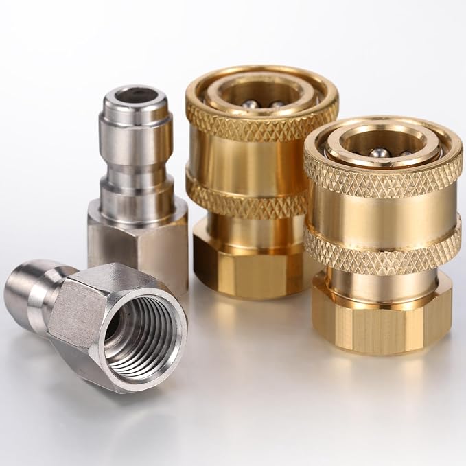 4 Sets NPT 1/4 Inch Pressure Washer Coupler Quick Connect Plug Male Female 1/4 Quick Connect Fittings Pressure Washer Adapters Accessories(Npt Internal Thread)