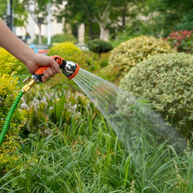 Besiter Garden Hose Nozzle, Hose Sprayer Nozzle with 10 Spray Patterns, Thumb Control On Off Valve, High Pressure Metal Water Hose Nozzle for Car Wash, Plants, Pets & Outdoor Cleaning, Orange