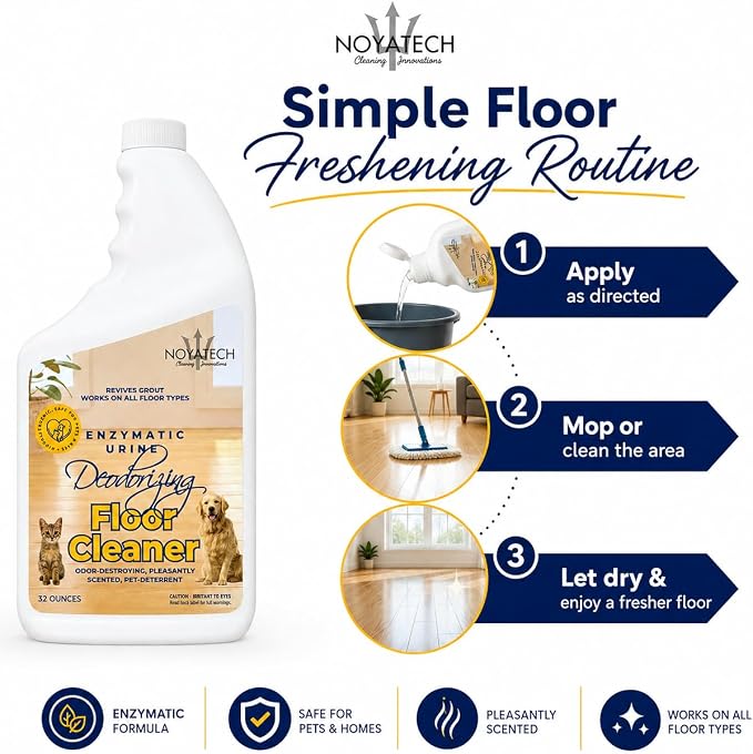 NOYATECH Pet Floor Cleaner – Enzyme-Powered Degreaser for Urine, Odor & Grime | Safe for Tile, Vinyl, Grout & Hardwood | Residue-Free & Pet Safe