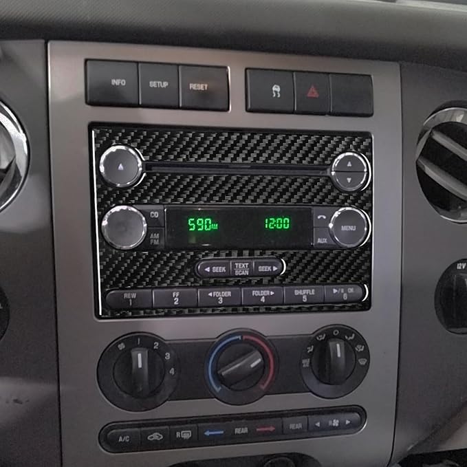 Fit for Ford Expedition 2007-2014 Real Carbon Fiber Center Stickers | Center Console Radio Panel Trim | Accessories | Thick Overlay | Anti-scratch