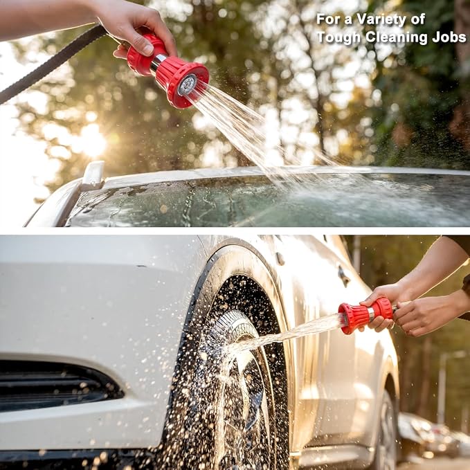 FANHAO Fireman Style Garden Hose Nozzle, High Pressure Adjustable Sprayer | Rustproof Metal, Step-less Spray Adjust, Ergonomic Anti-Slip Soft Grip Fire Hose Sprayer Nozzle for Garden, Patio, Car & Pet