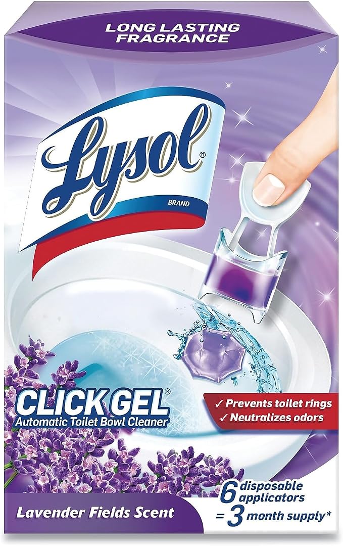 Lysol Click Gel Automatic Toilet Bowl Cleaner, Bathroom Essentials, Toilet Freshener, Refreshing Lavender Scent, 6 Count (Pack of 1)