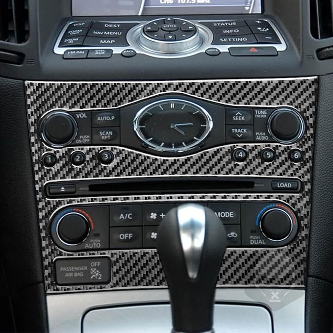 Real Carbon Fiber Trim for Infiniti Accessories | for G35 G37 X S 2007-2010 Sedan Coupe Convertible Dash CD AC Control Panel Interior Thick Overlay Decal