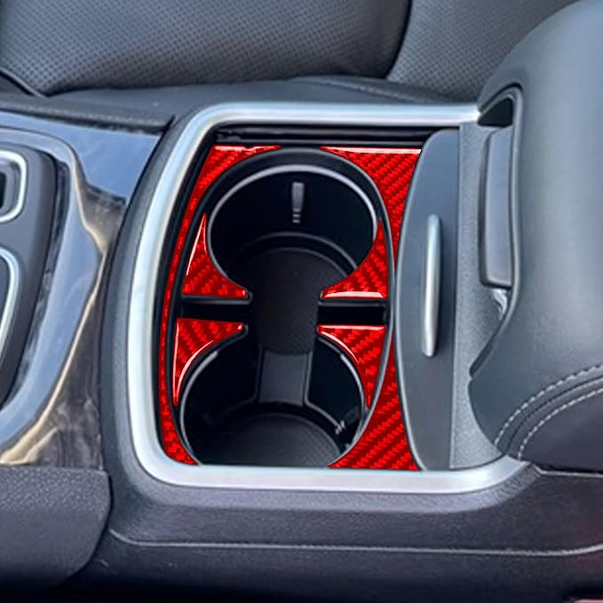 Gear Shift Surround Trim Fit for Chrysler 300/300C/300S 2011-2023 | for Limited Touring Base | Real Carbon Fiber | Trim Central Console Gear Shift Box | Anti-scratch | Self-adhesive | Red